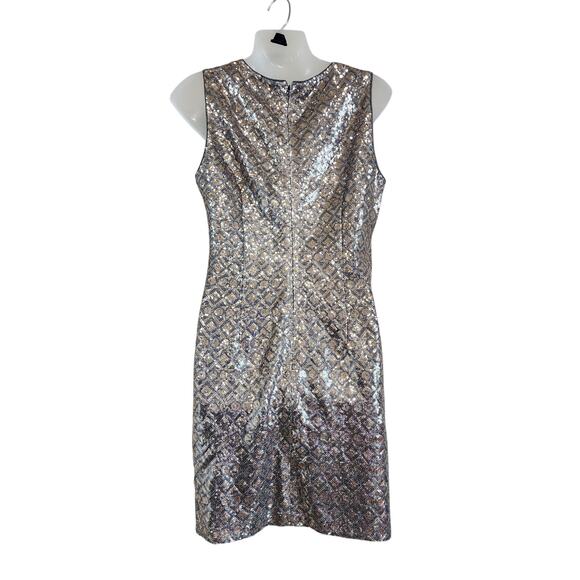 Banana Republic Sequined Sleeveless Sheath Evening Dress Silver Blue Size 6 - Picture 2 of 7